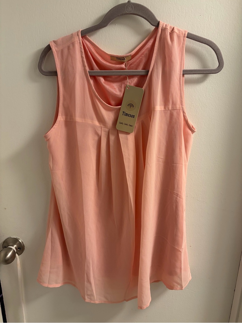 Timeson Peach Sleeveless Pleated Camisole